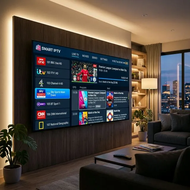 Application Smart IPTV installée sur Samsung Smart TV affichant les chaînes françaises en 4K